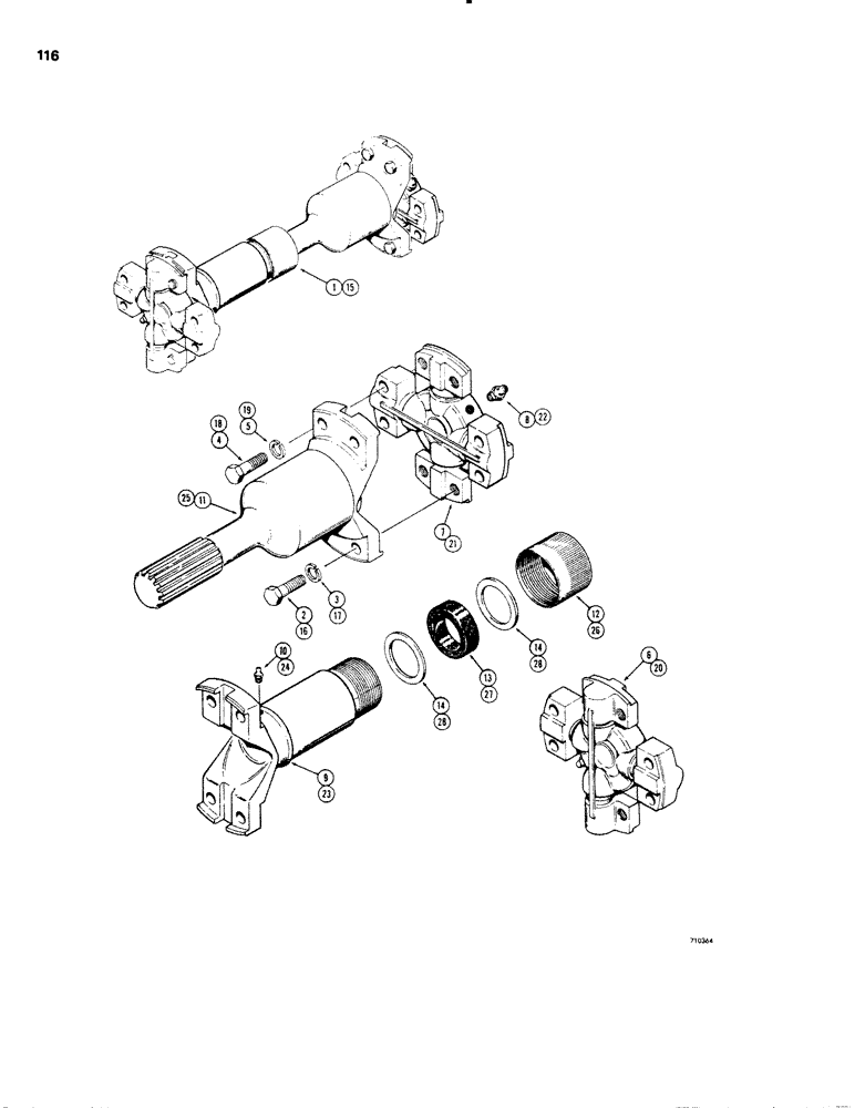 Схема запчастей Case W20 - (116) - L47132 FRONT AXLE DRIVE SHAFT, (TRANSMISSION END) (06) - POWER TRAIN