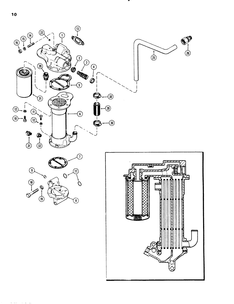 Схема запчастей Case 1150 - (010) - OIL FILTER AND HEAT EXCHANGER, (401B) DIESEL ENGINE (01) - ENGINE