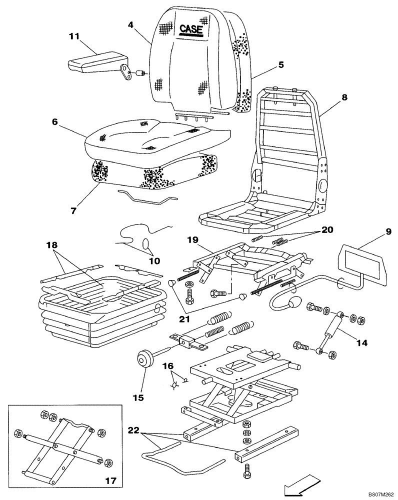 Схема запчастей Case CX135SR - (09-17) - SEAT (09) - CHASSIS/ATTACHMENTS