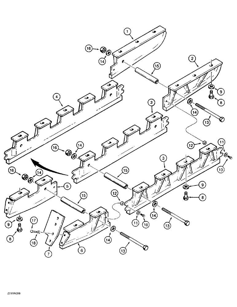 Схема запчастей Case 1150E - (5-22) - TRACK GUARDS (11) - TRACKS/STEERING