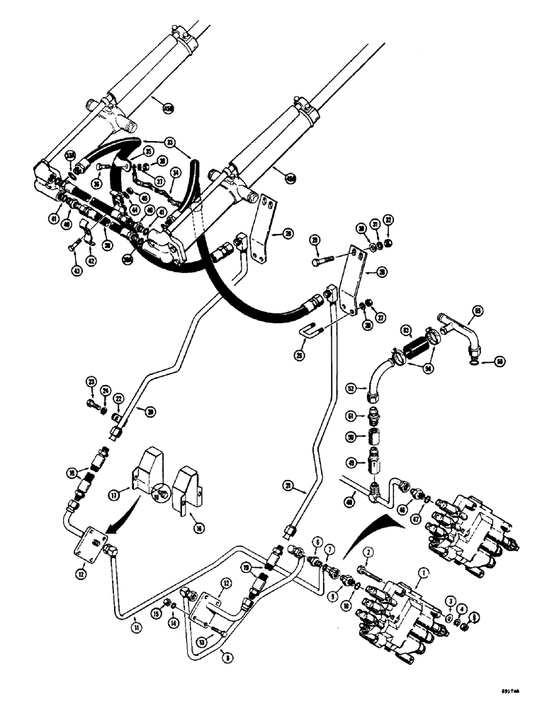 Схема запчастей Case W8B - (206) - LOADER HYDRAULICS, TILT CYLINDER HYDRAULICS (07) - HYDRAULIC SYSTEM