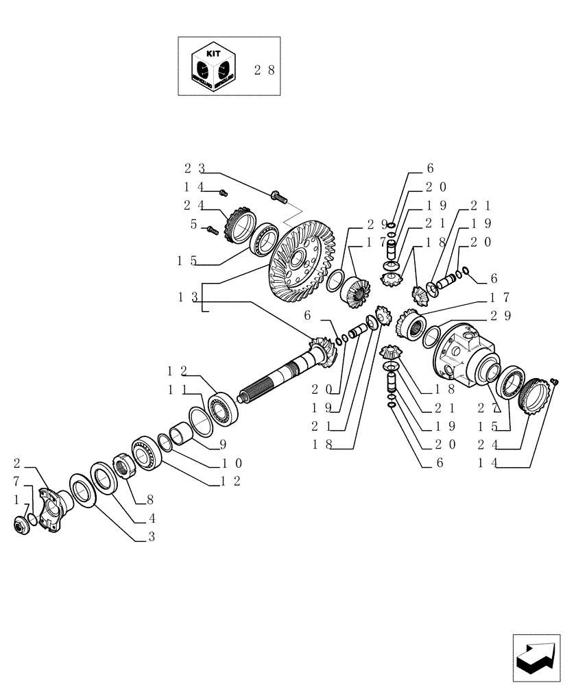 Схема запчастей Case TX842 - (9.00447[04]) - DIFFERENTIAL - LSD FRONT AXLE - OPTIONAL CODE 749081091 (25) - FRONT AXLE SYSTEM