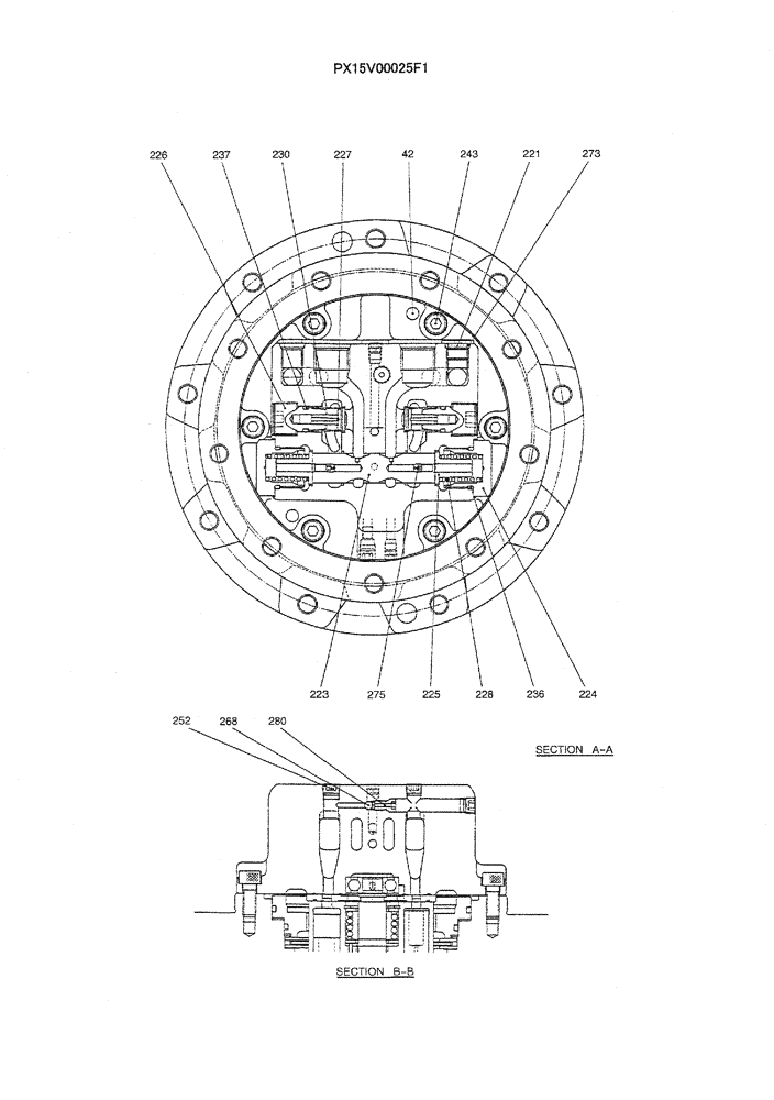 Схема запчастей Case CX36B - (07-023) - MOTOR ASSY (PROPELLING) ELECTRICAL AND HYDRAULIC COMPONENTS