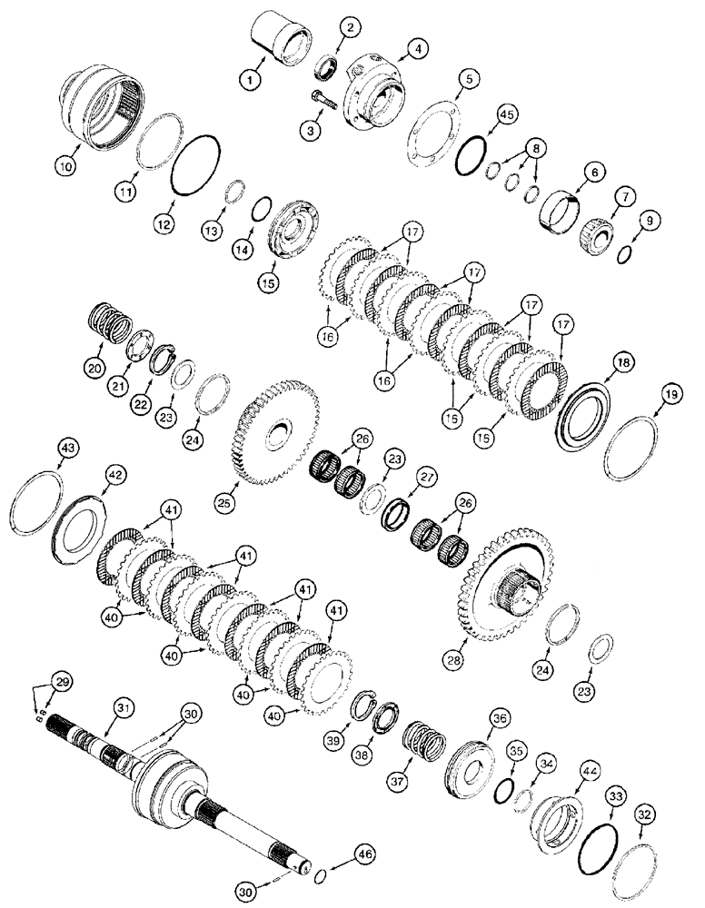 Схема запчастей Case 750H - (06-07) - TRANSMISSION CLUTCHES, FORWARD/REVERSE AND MAINSHAFT (06) - POWER TRAIN