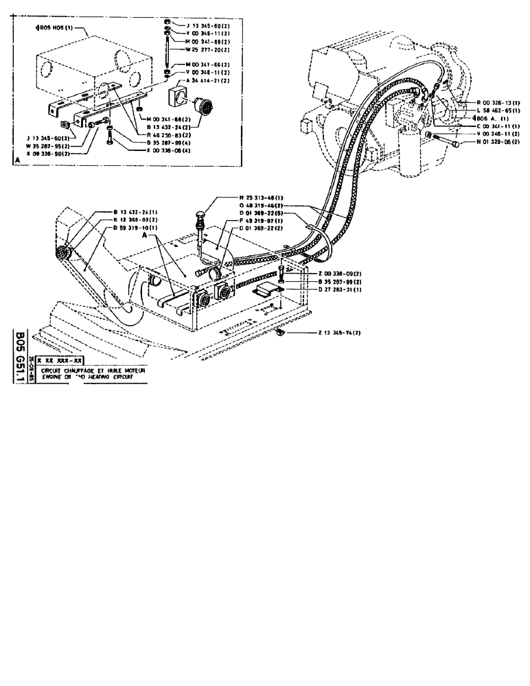 Схема запчастей Case 90BCL - (117) - ENGINE OIL HEATING CIRCUIT (01) - ENGINE