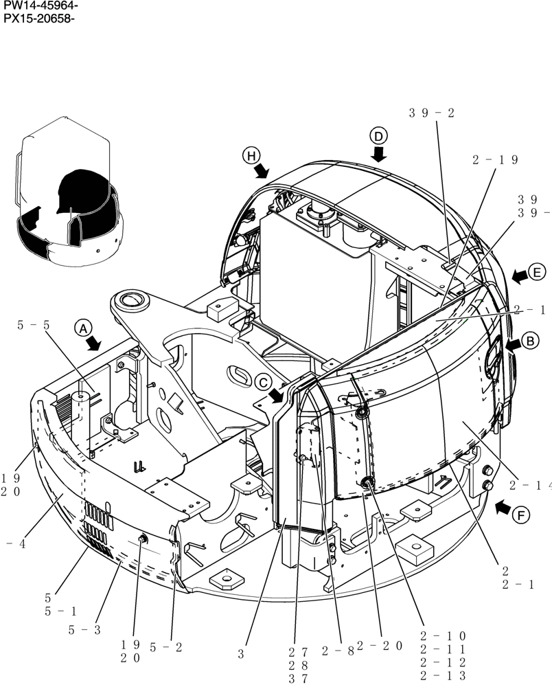 Схема запчастей Case CX36B - (242-01[1]) - GUARD INSTAL (CAB) (05) - SUPERSTRUCTURE