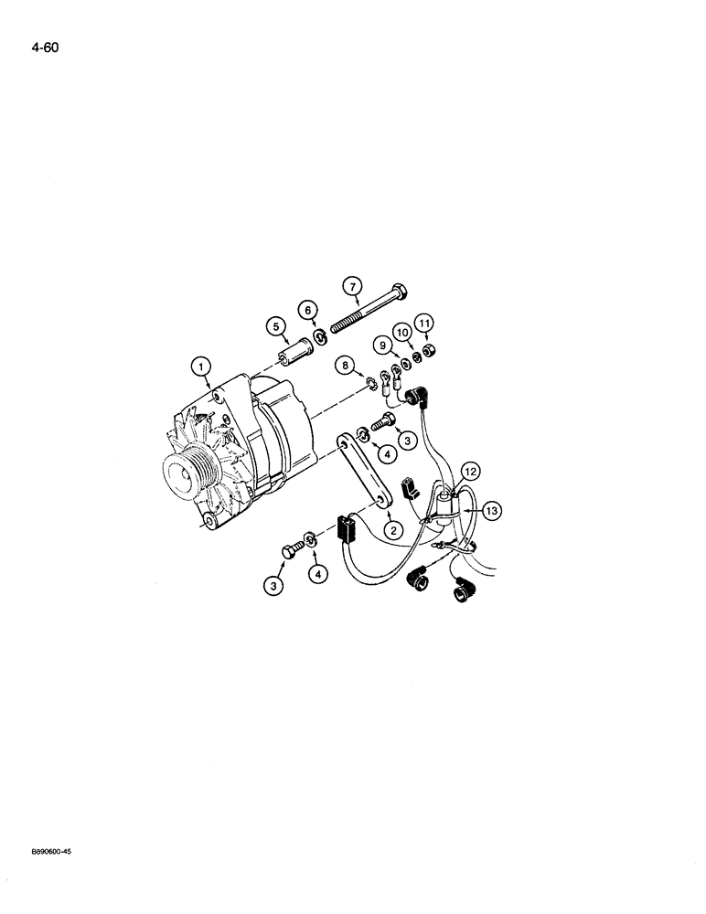 Схема запчастей Case 721 - (4-60) - 45 AMP ALTERNATOR AND MOUNTING PARTS (04) - ELECTRICAL SYSTEMS