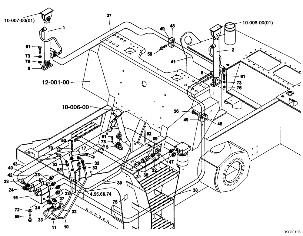 Схема запчастей Case SV210 - (10-005-00[01]) - HYDRAULICS - TILTING, HOOD AND PLATFORM (GROUP 380) (ND132341) (08) - HYDRAULICS