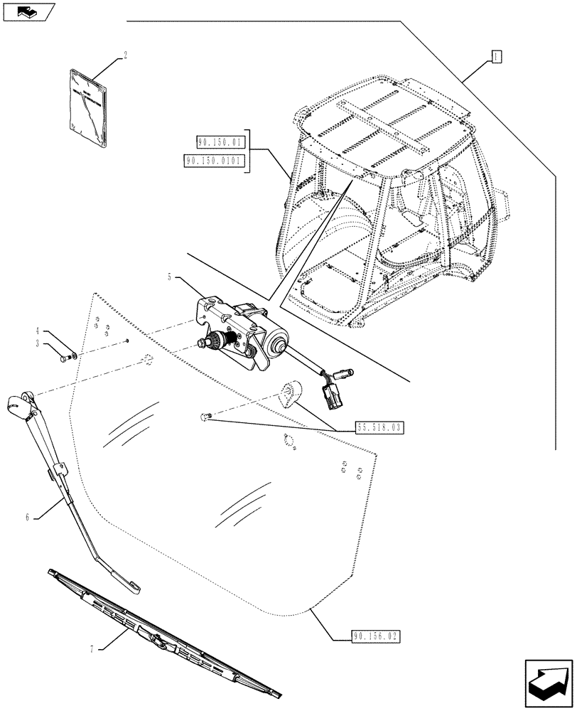 Схема запчастей Case 580SN WT - (88.090.11[01]) - DIA KIT, CANOPY CONVERSION WIDE -DLX (88) - ACCESSORIES