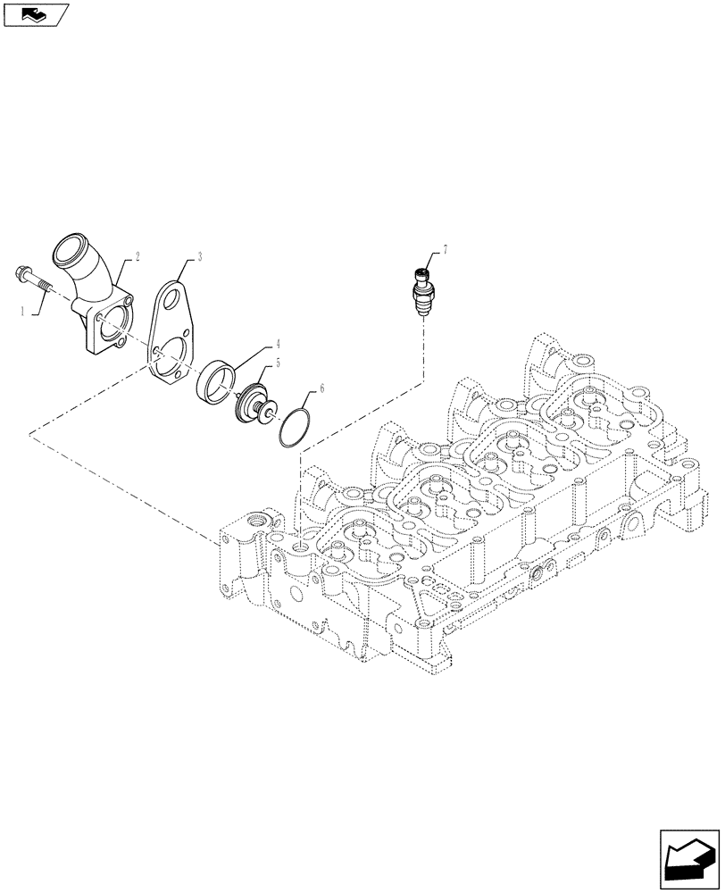 Схема запчастей Case 450CT - (02-37) - THERMOSTAT - ENGINE COOLING SYSTEM (02) - ENGINE