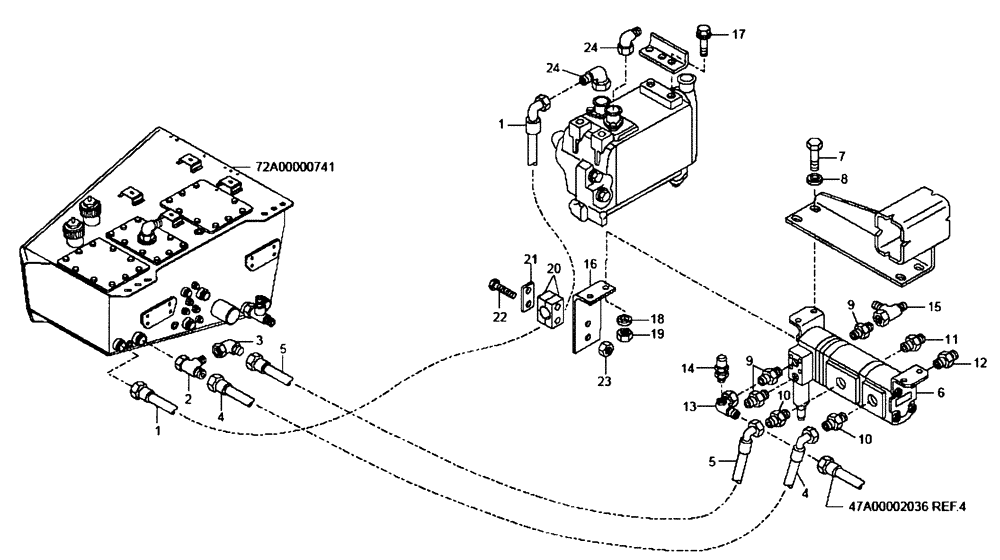 Схема запчастей Case 340B - (47A00002041[001]) - COOLING LINES, HYDRAULIC BRAKE CIRCUIT (87602837) (09) - Implement / Hydraulics / Frame / Brakes