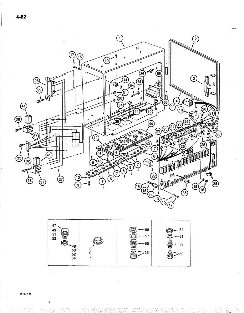 Схема запчастей Case 170B - (4-82) - ELECTRICAL BOX, P.I.N. 74341 THROUGH 74424 (04) - ELECTRICAL SYSTEMS