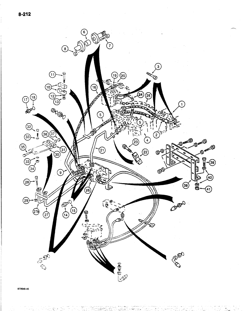 Схема запчастей Case 170B - (8-212) - HYDRAULIC CIRCUIT FOR OPTIONS, P.I.N. 74442 THROUGH 74456 (08) - HYDRAULICS