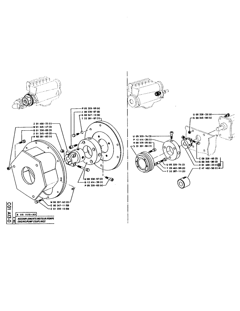 Схема запчастей Case 160CL - (079) - ENGINE/PUMP COUPLINGS (01) - ENGINE