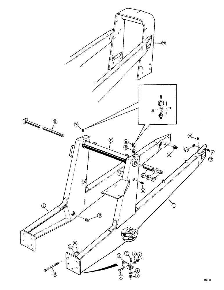 Схема запчастей Case 23 - (004) - LOADER SUBFRAME AND RELATED PARTS 