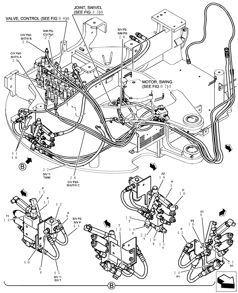 Схема запчастей Case CX31B - (725-18[2]) - CONTROL LINES, VALVE (BOOM & ARM SAFETY) (35) - HYDRAULIC SYSTEMS