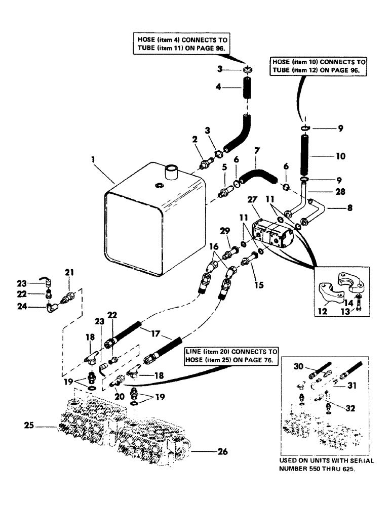 Схема запчастей Case 50 - (094) - RESERVOIR TO PUMP TO MAIN VALVE HYDRAULICS (35) - HYDRAULIC SYSTEMS