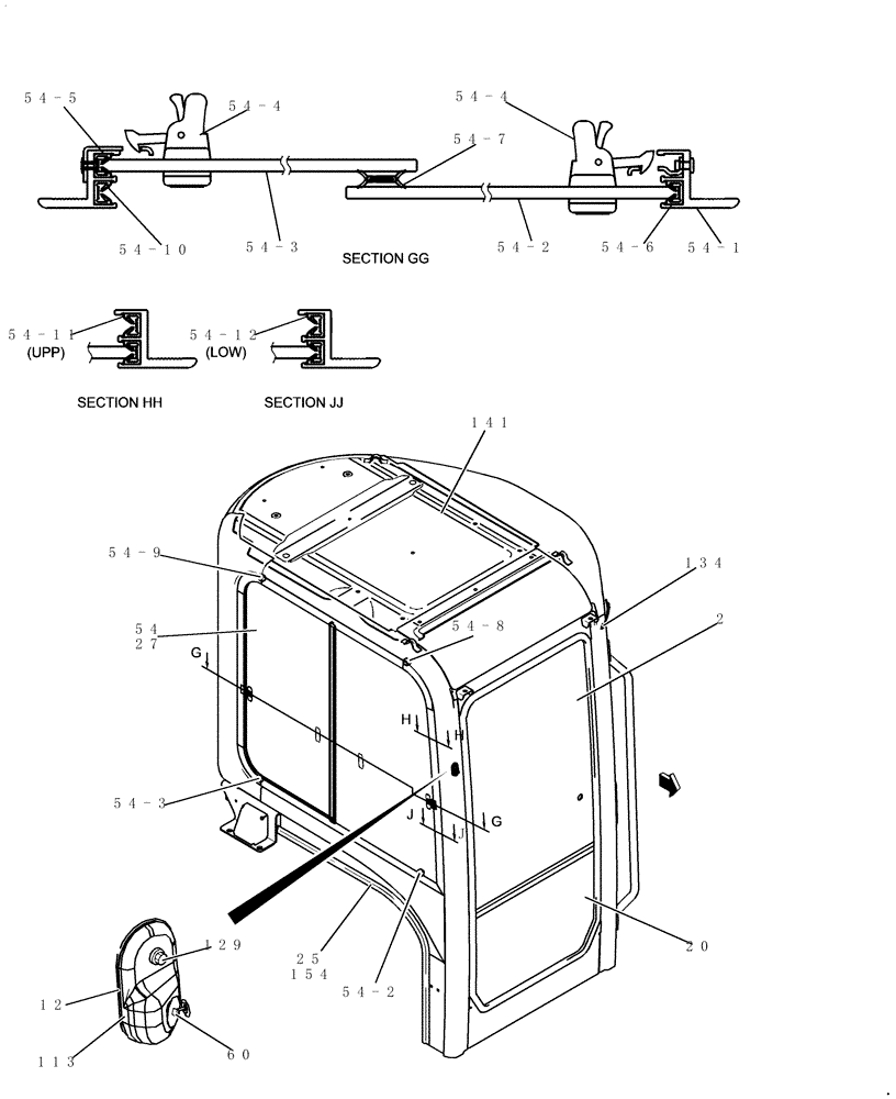 Схема запчастей Case CX22B - (180-01[2]) - CAB - COMPONENTS (90) - PLATFORM, CAB, BODYWORK AND DECALS