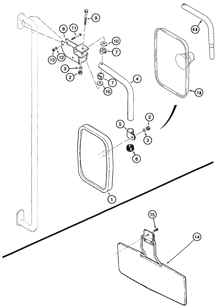 Схема запчастей Case 521D - (09-35) - SUNVISOR - MIRROR, REAR VIEW (09) - CHASSIS