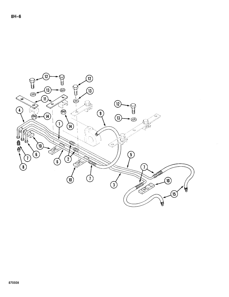 Схема запчастей Case 688 - (8H-6) - CYLINDER LUBRICATION LINES, TUBES AT BOOM (08) - HYDRAULICS