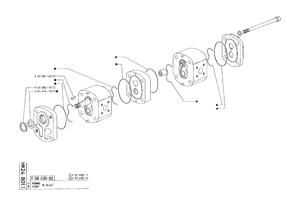 Схема запчастей Case 75C - (HK24 B01.1) - PUMP - 12 + 12 CM³ (07) - HYDRAULIC SYSTEM