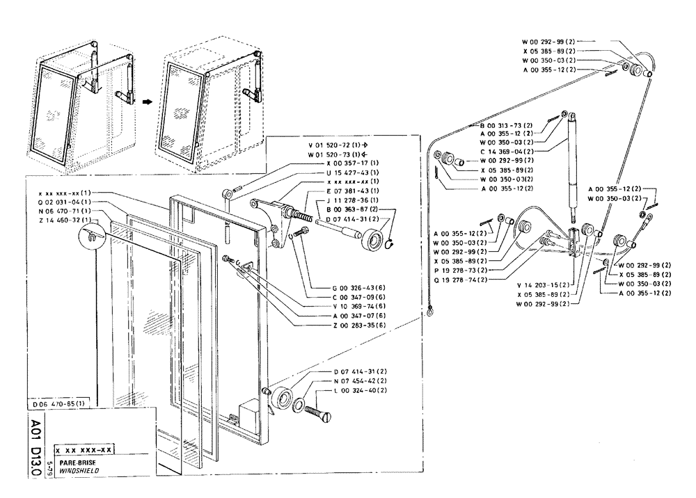 Схема запчастей Case 75C - (A01 D13.0) - WINDSHIELD (05) - UPPERSTRUCTURE CHASSIS