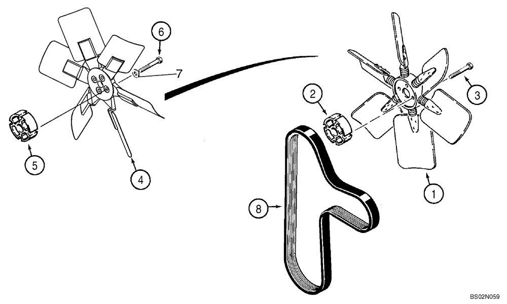 Схема запчастей Case 650K - (02-02) - FAN - FAN BELT (02) - ENGINE