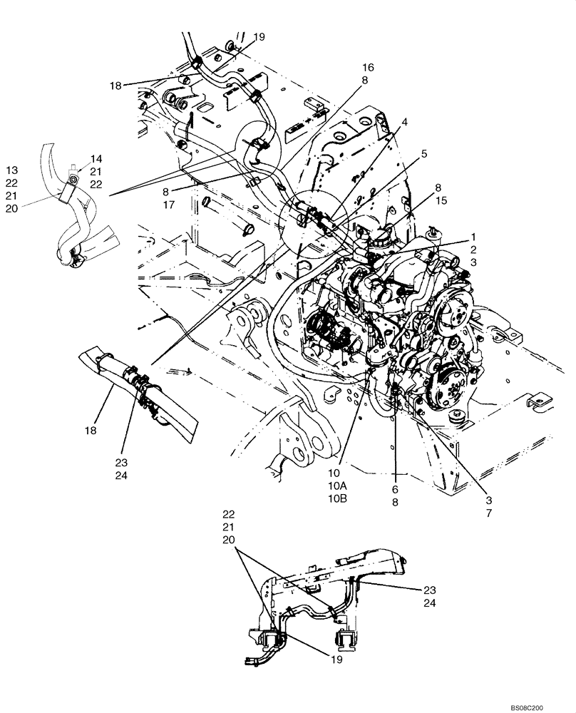 Схема запчастей Case 650K - (09-33) - CAB - HEATING SYSTEM (AT ENGINE) (09) - CHASSIS/ATTACHMENTS