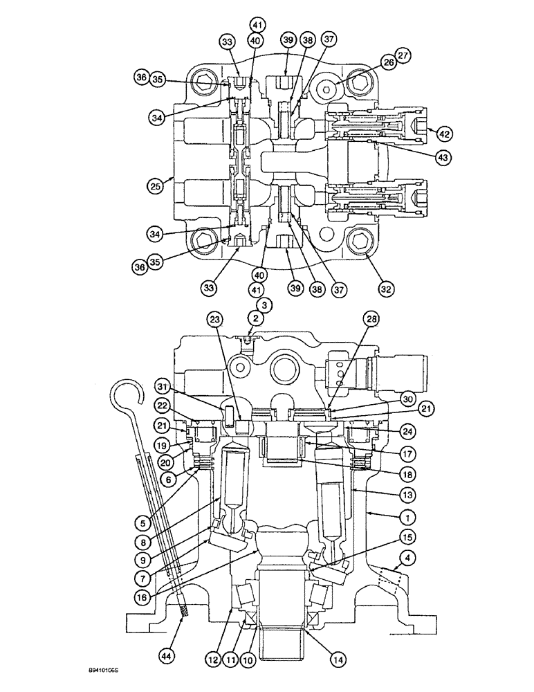 Схема запчастей Case 9030B - (8-186) - SWING MOTOR ASSEMBLY (08) - HYDRAULICS