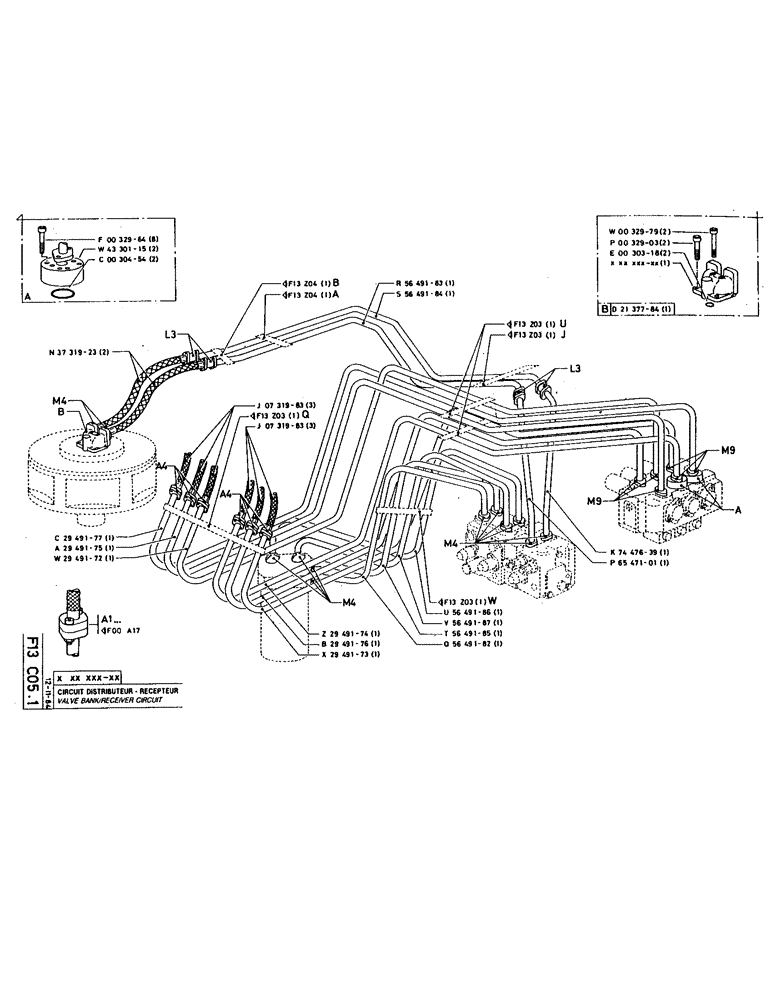 Схема запчастей Case 220 - (106) - VALVE BANK/RECEIVER CIRCUIT (07) - HYDRAULIC SYSTEM