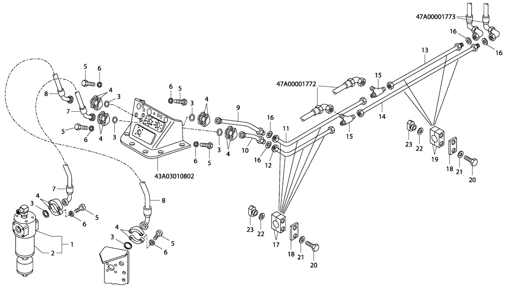 Схема запчастей Case 340 - (47A02001812[001]) - COOLING BRAKE SYSTEM (33) - BRAKES & CONTROLS