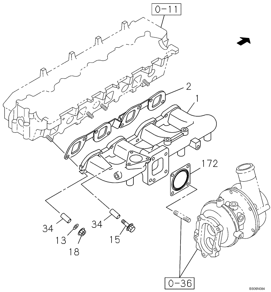 Схема запчастей Case CX240B - (02-20) - EXHAUST PIPE (02) - ENGINE