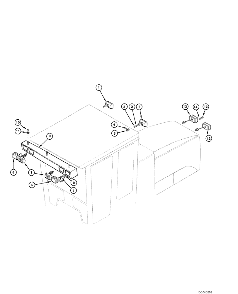 Схема запчастей Case 865 - (04.22[00]) - HEADLIGHT AND LANTERN - CAB (04) - ELECTRICAL SYSTEMS