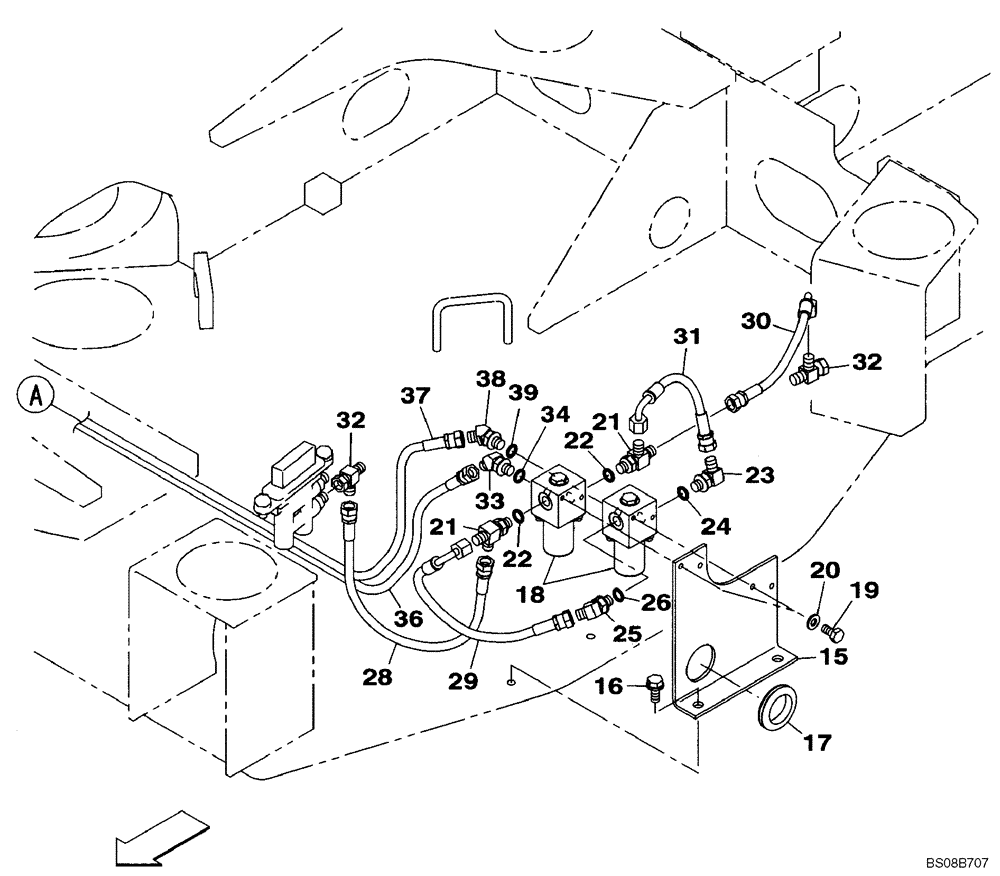 Схема запчастей Case CX80 - (08-55) - HYDRAULIC CIRCUIT - SECOND OPTION (08) - HYDRAULICS