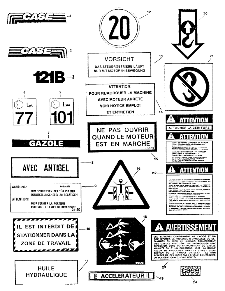 Схема запчастей Case 221B - (9-57A) - DECALS, 121B DAH1216530- (09) - CHASSIS/ATTACHMENTS