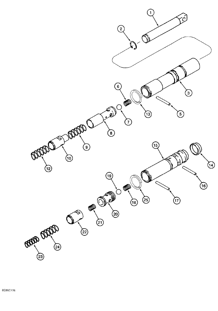 Схема запчастей Case 550G - (6-24) - TRANSMISSION CONTROL VALVE SPOOL ASSEMBLIES (03) - TRANSMISSION