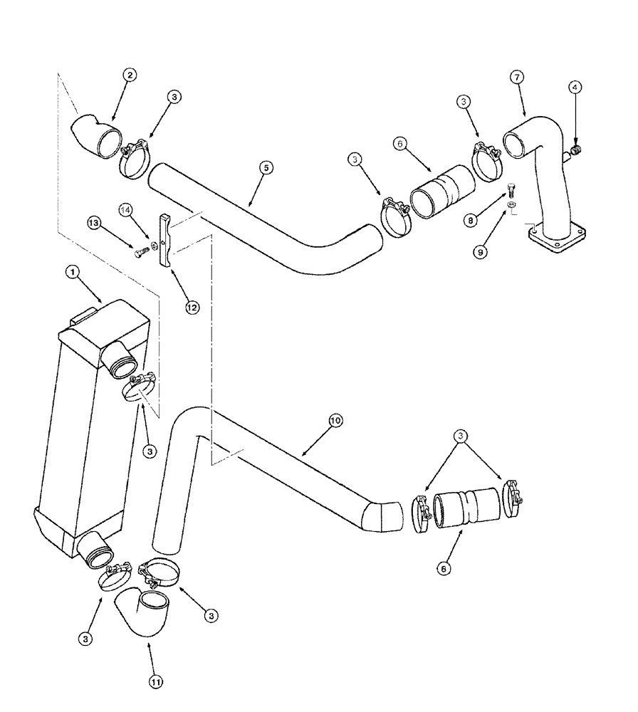 Схема запчастей Case 865 DHP - (2-012) - COOLING SYSTEM - AFTERCOOLER (02) - ENGINE