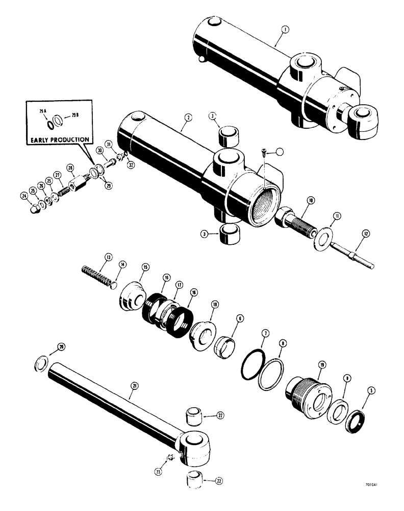 Схема запчастей Case 33S - (058) - BACKHOE SWING CYLINDERS CYL. W/ U-TYPE PRESS-IN OUTER ROD WIPERS 