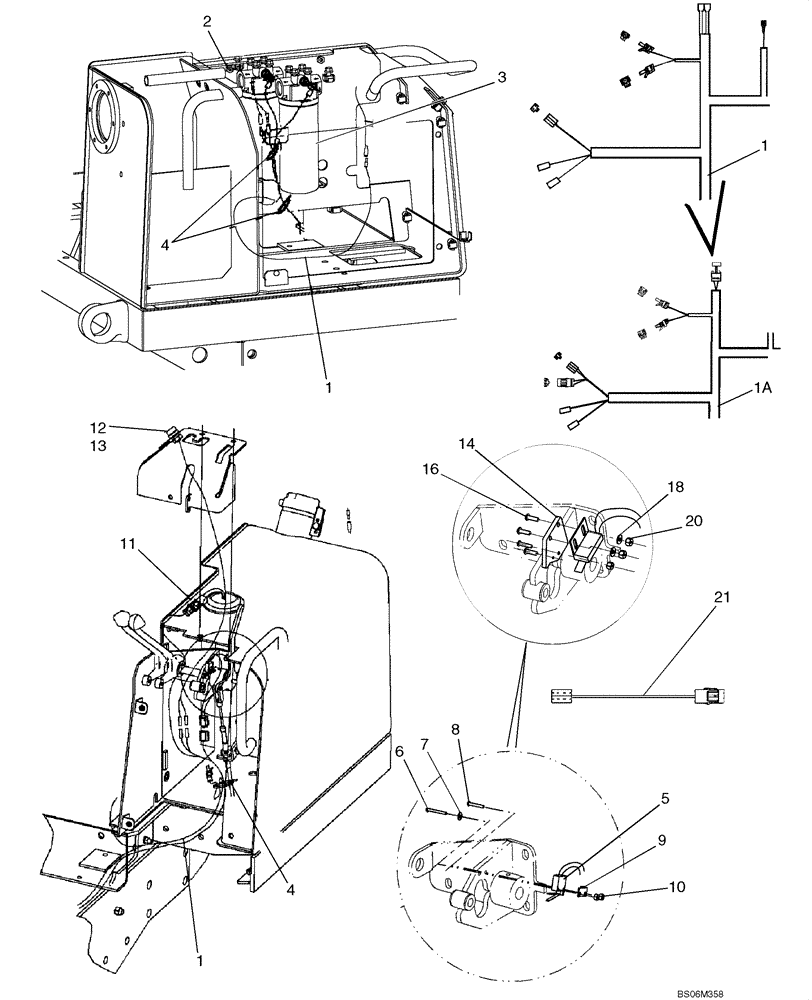 Схема запчастей Case 550H - (4-12) - HARNESS, REAR, AT HYDRAULIC RESERVOIR AND FUEL TANK (04) - ELECTRICAL SYSTEMS