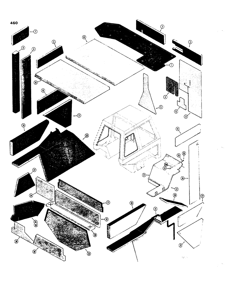 Схема запчастей Case 35 - (460) - CAB NOISE CONTROL COMPONENTS 