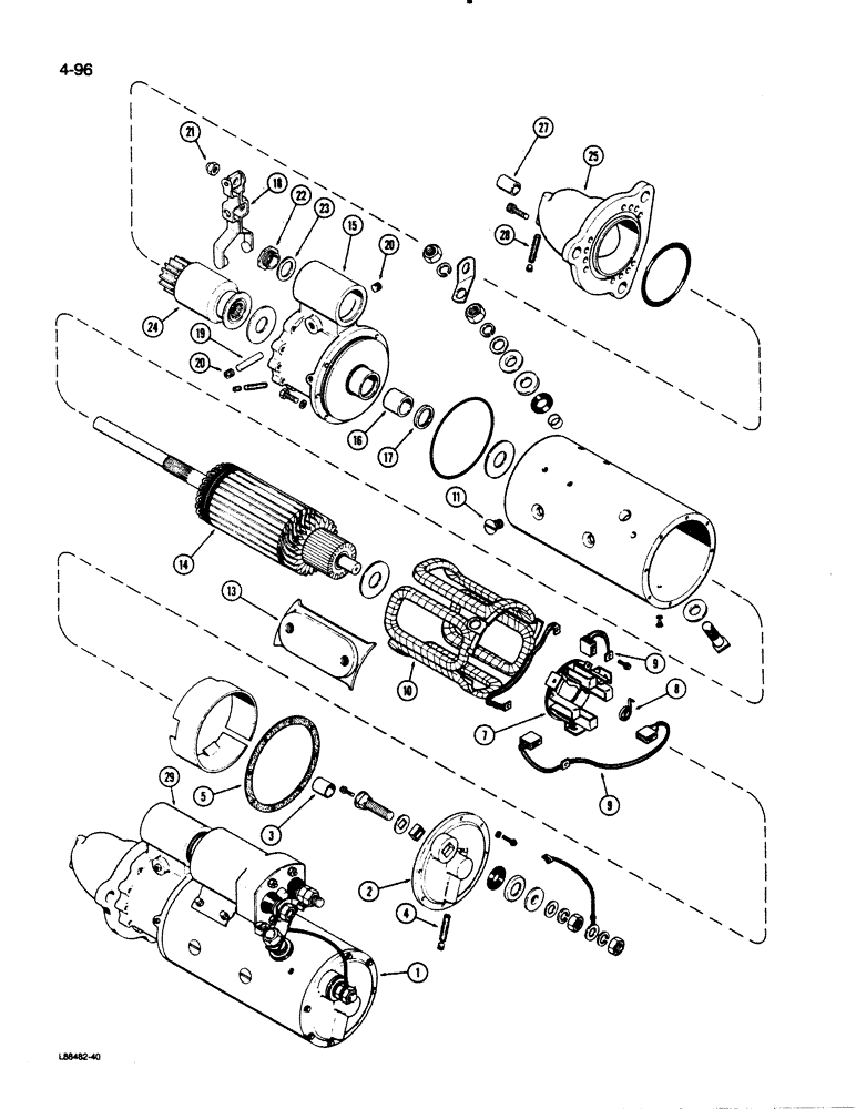 Схема запчастей Case 1450B - (4-096) - R37343 STARTER ASSEMBLY, PRESTOLITE (04) - ELECTRICAL SYSTEMS