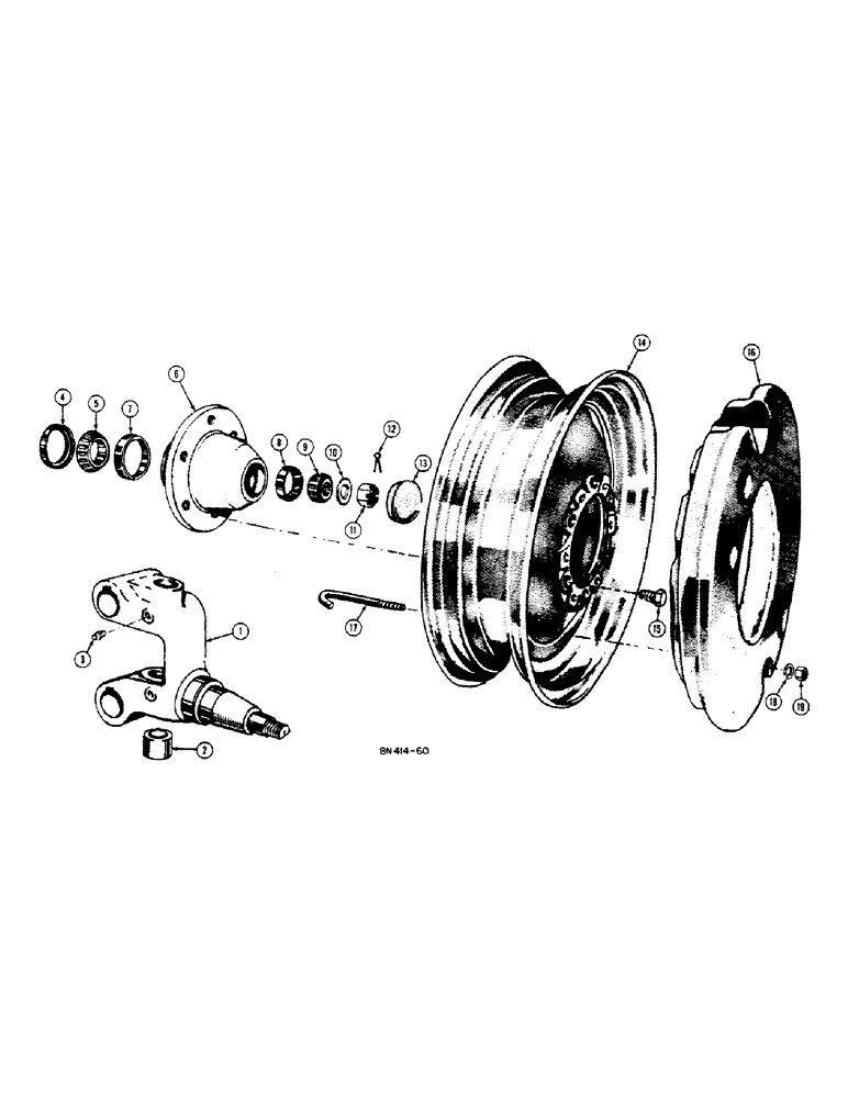 Схема запчастей Case 320B - (104[A]) - FRONT WHEEL, HUB AMD SPINDLE - HEAVY DUTY 