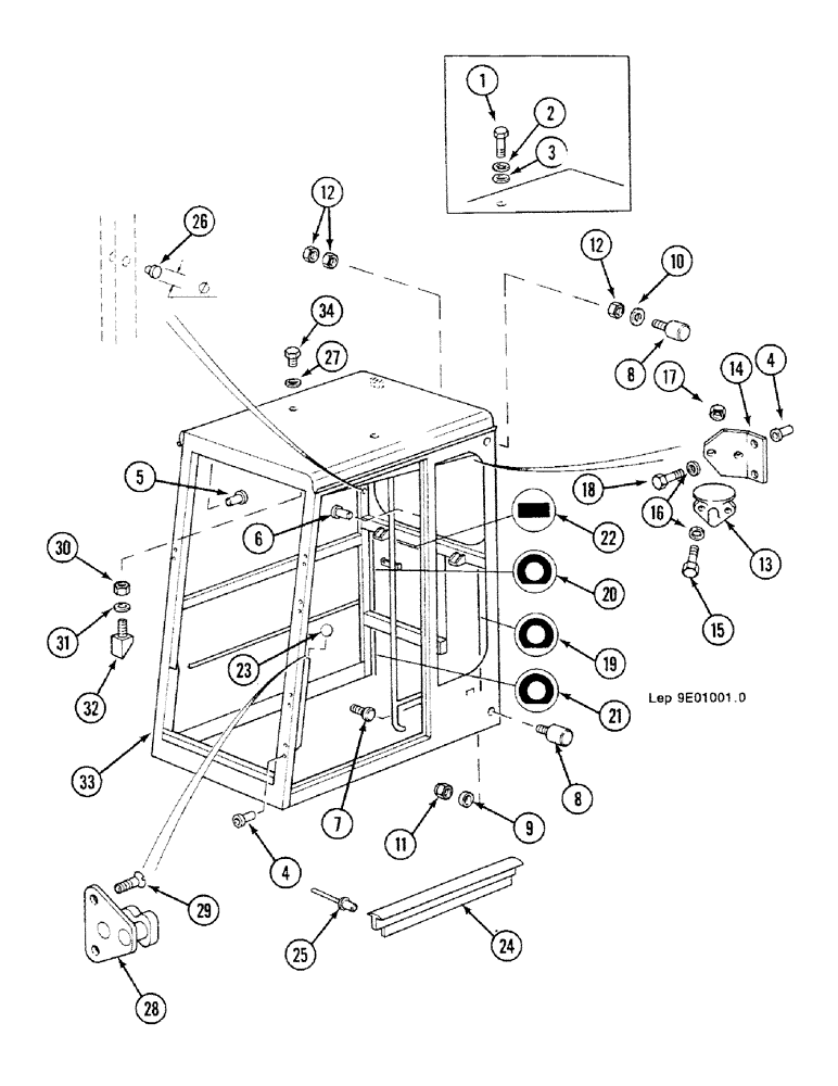 Схема запчастей Case 688C - (9E-02) - CAB (STANDARD) (05.1) - UPPERSTRUCTURE CHASSIS/ATTACHMENTS