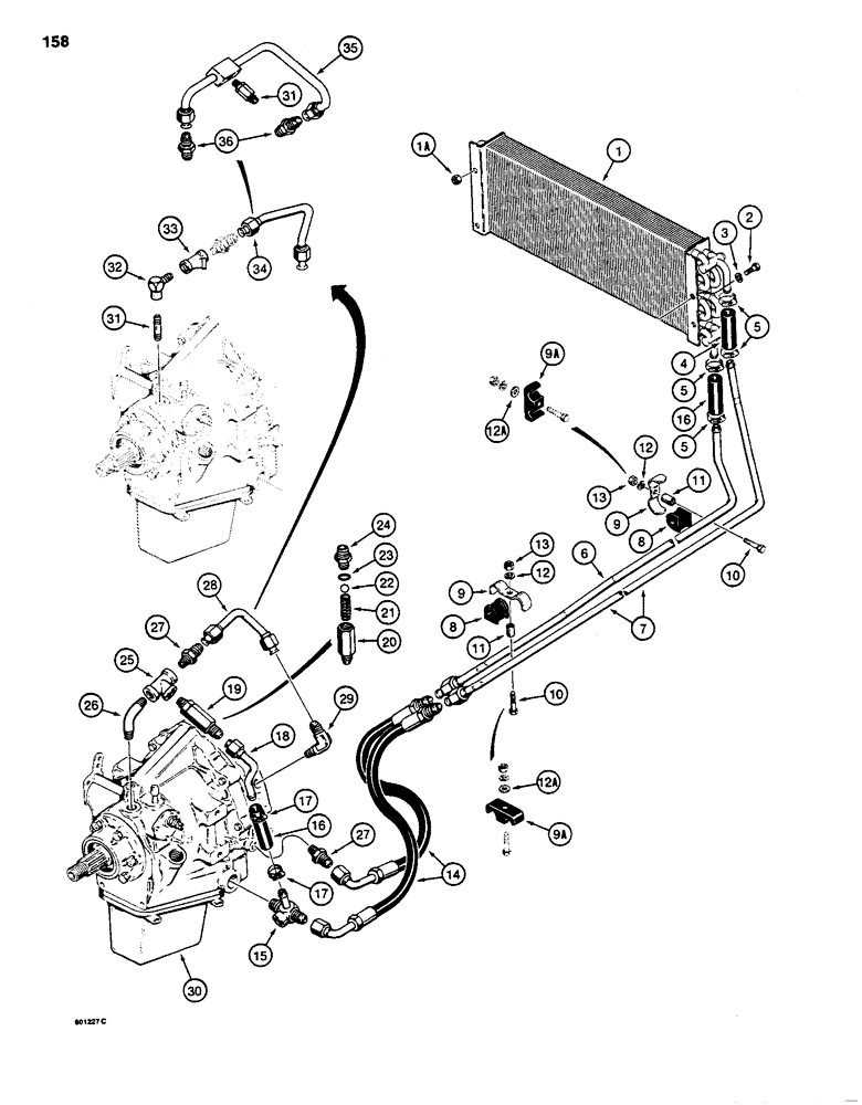 Схема запчастей Case 480D - (158) - POWER SHUTTLE COOLING SYSTEM (21) - TRANSMISSION