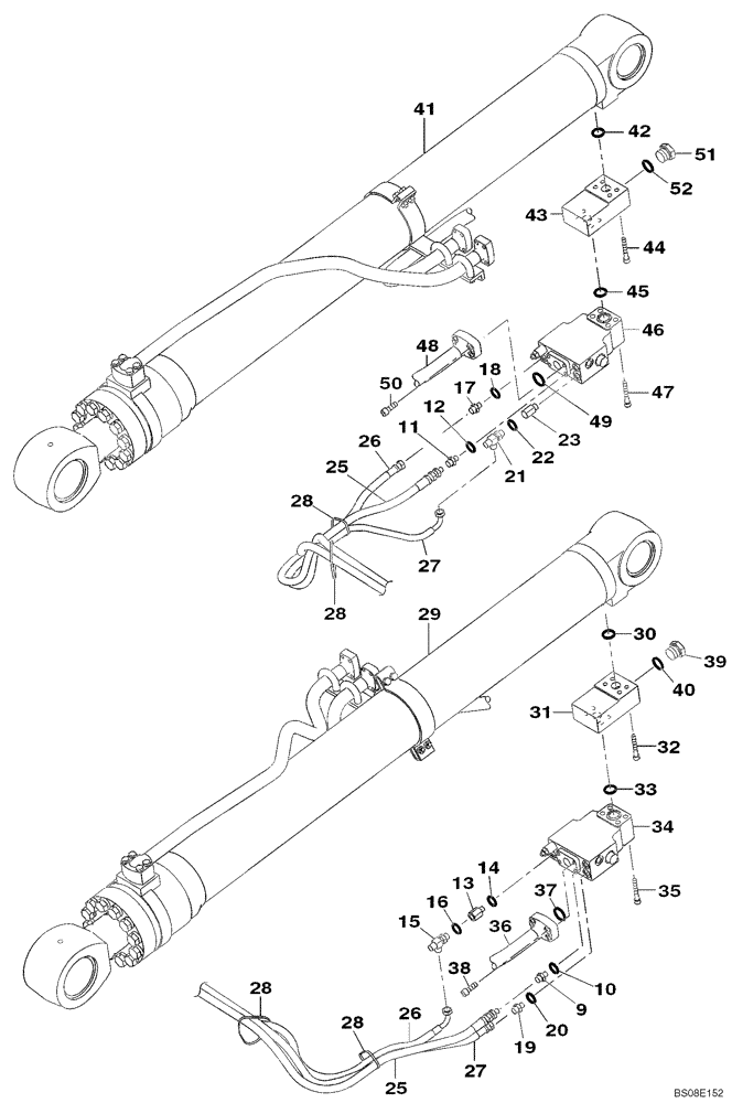 Схема запчастей Case CX350B - (08-08) - HYDRAULICS - BOOM CYLINDER, MODELS WITH LOAD HOLD (08) - HYDRAULICS