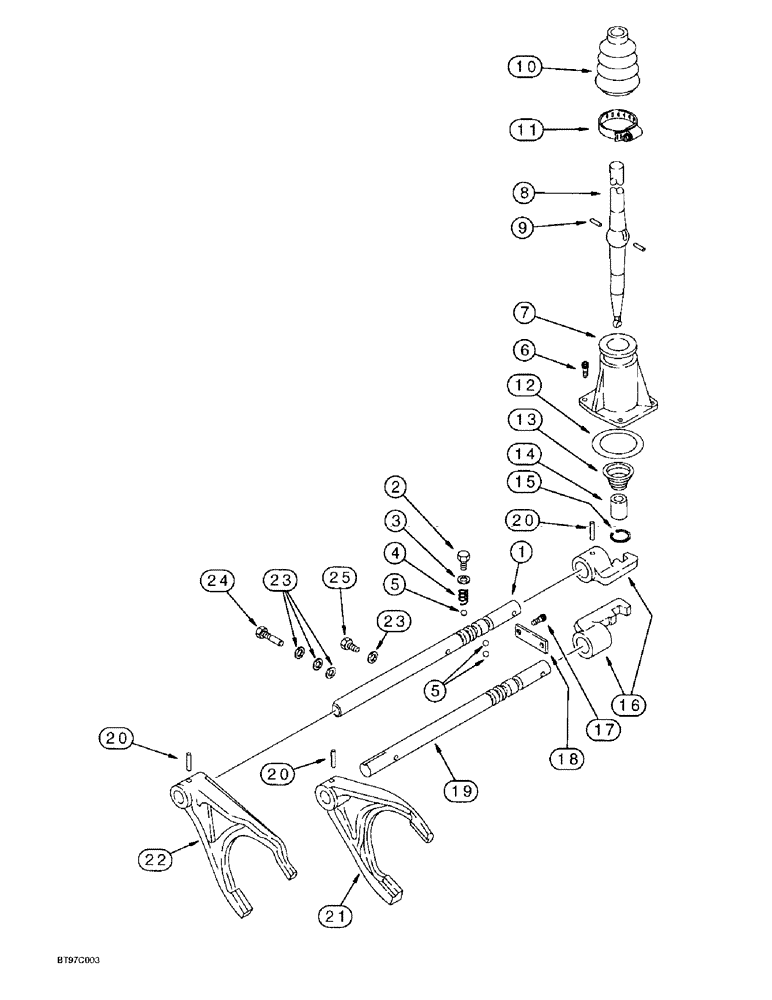 Схема запчастей Case 590L - (6-32) - TRANSMISSION ASSEMBLY, TRANSMISSION SHIFTER MECHANISM, TWO-WHEEL OR FOUR-WHEEL DRIVE (06) - POWER TRAIN