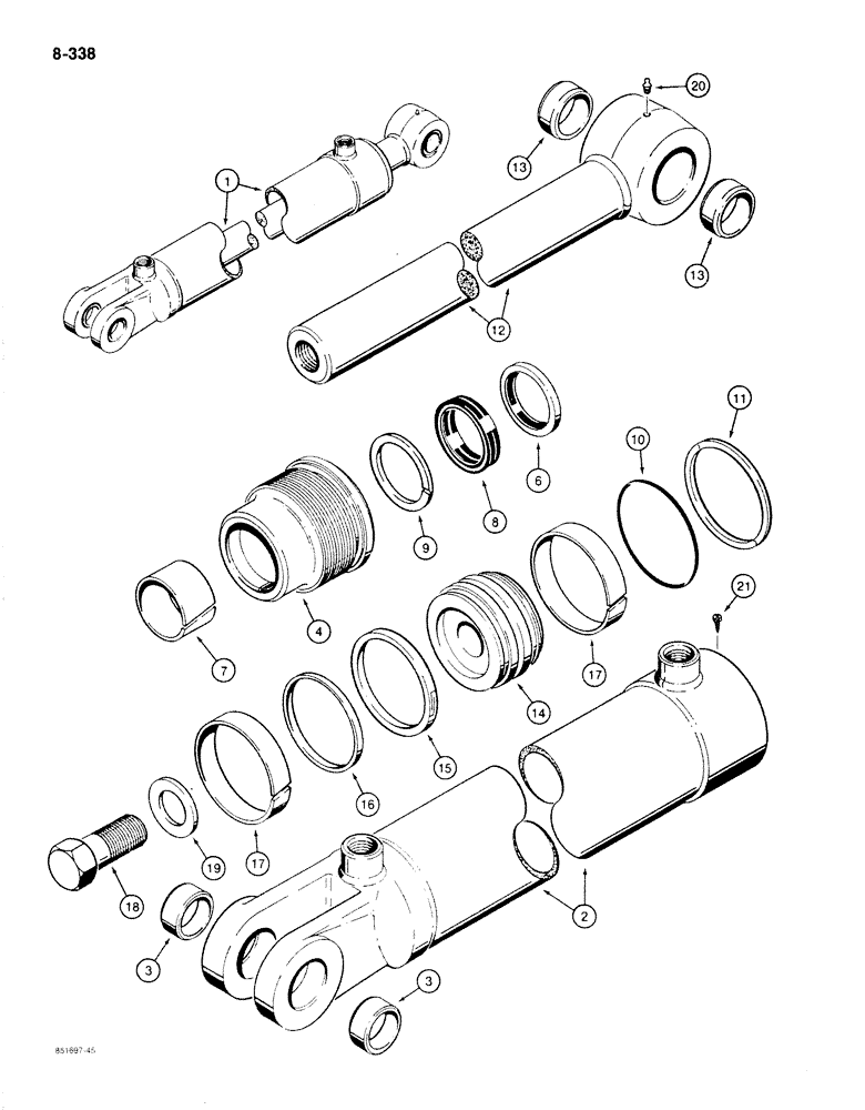 Схема запчастей Case 780C - (8-338) - G103044 BACKHOE BOOM CYLINDER (08) - HYDRAULICS