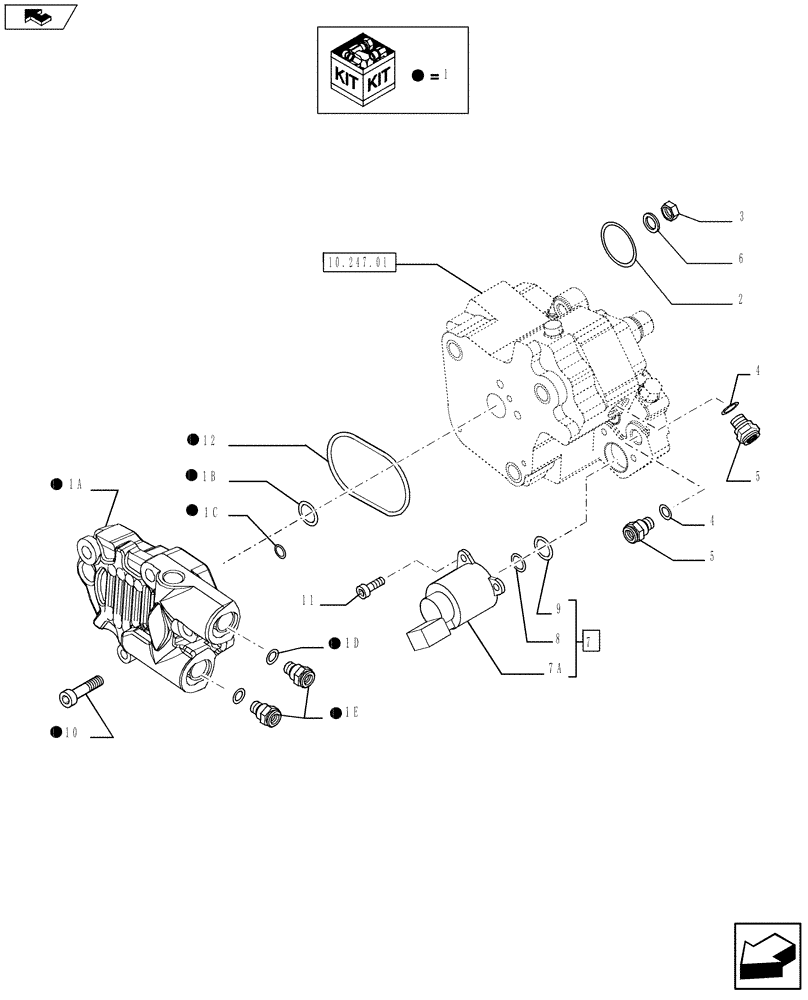 Схема запчастей Case F2CFE614E A004 - (10.247.01 01) - INJECTION PUMP (504188076) (10) - ENGINE