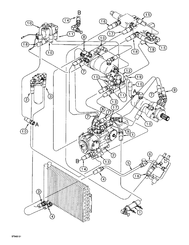 Схема запчастей Case 1825B - (1B-6) - HYDROSTATIC DRIVE HYDRAULICS, EUROPE (00) - PICTORIAL INDEX