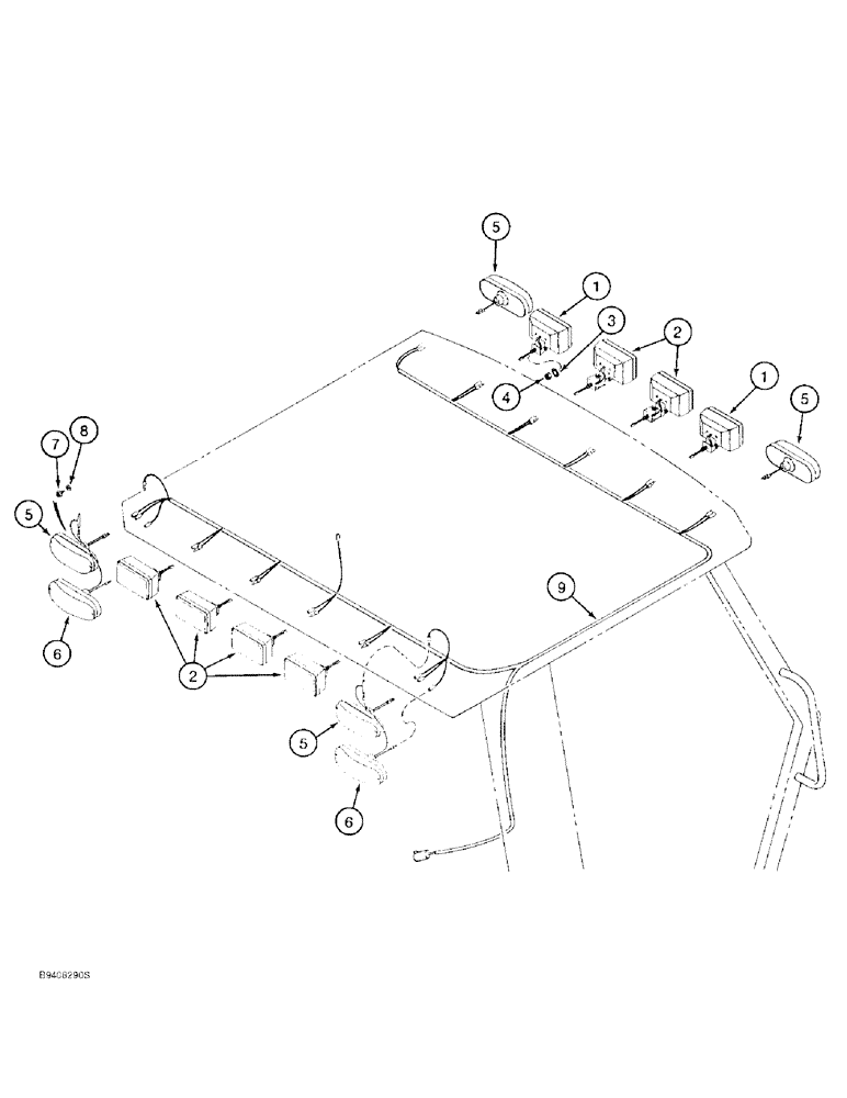 Схема запчастей Case 580L - (4-028) - TRACTOR LAMP ELECTRICAL CIRCUIT, 580L OR 570LXT STANDARD ROPS CANOPY MODELS (04) - ELECTRICAL SYSTEMS